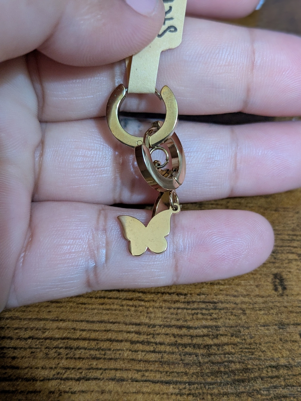 Gold Plated Butterfly Hoop Charm Earrings - Women Accessories